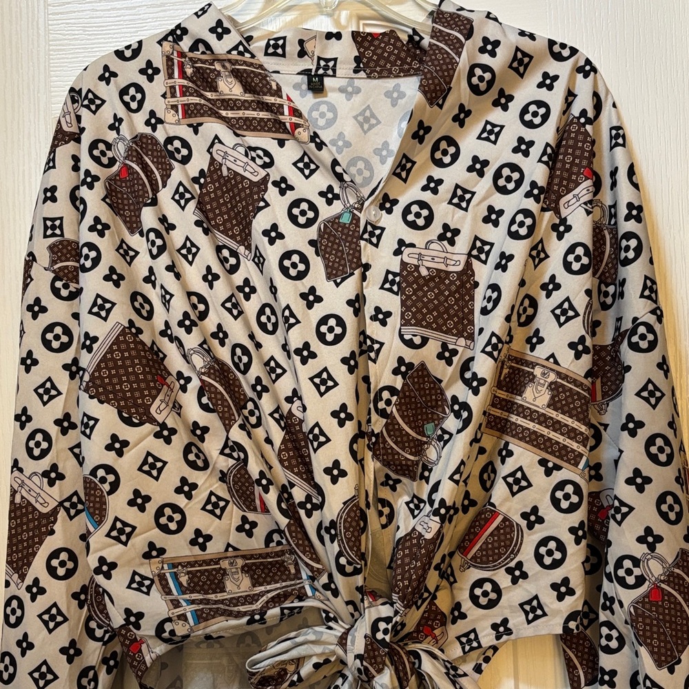 Patterned Wrap Blouse - image 2